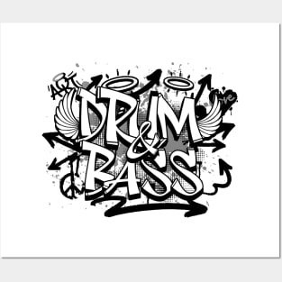 DRUM AND BASS  - Graffiti Steez (Black/Grey) Posters and Art